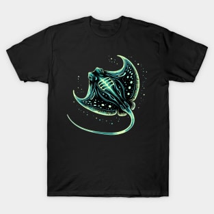 Bioluminescent Stingray Artwork | Aquatic Ocean Gift T-Shirt